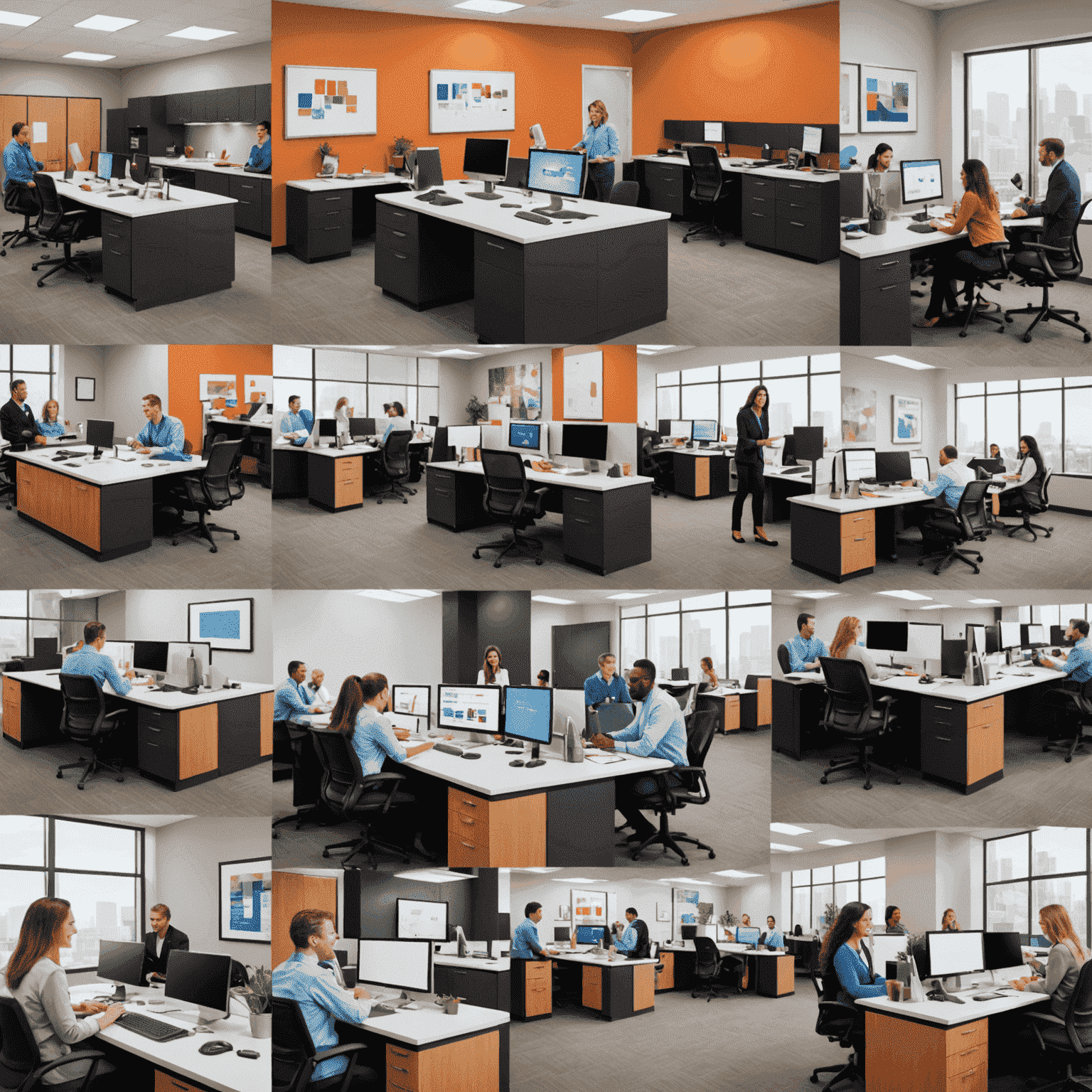 Collage of happy professionals in various work environments, showcasing diverse placements by Alliant